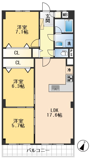 日商岩井箕面ハイツ C棟の間取り