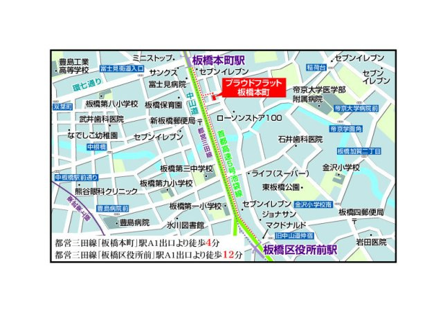 プラウドフラット板橋本町の地図