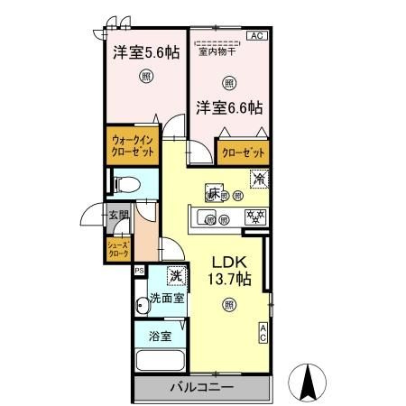プレミール北長瀬の間取り