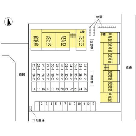 ＭＤＰマンション矢巾　Ｂの区画図
