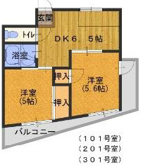宝塚市光明町　サン光明の間取り