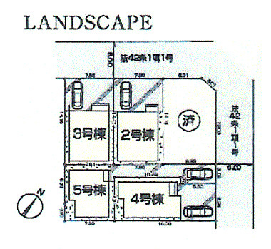 羽村市小作台5丁目　新築戸建全5棟の区画図