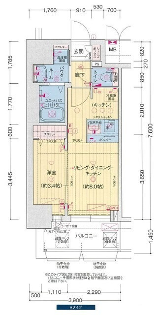 名古屋市西区那古野２丁目の賃貸マンションの間取り
