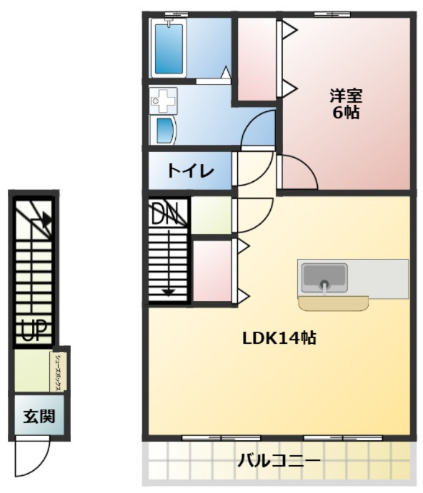 ユートピアⅠの間取り|＊別部屋同タイプとなります。
間取りは反転する場合もございます。