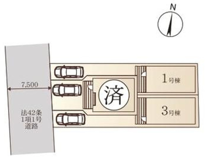 【区画図】 | 平塚市龍城ケ丘　全３棟　新築住宅