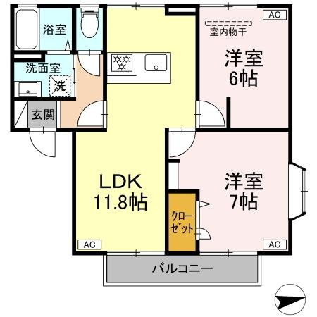 エーデルハイム　B棟の間取り