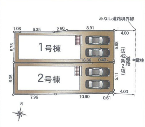 【同施工物件ご案内可能】みよし市三好町　全2棟の区画図|全体区画数｜全2棟
◆駐車並列２台可能！(但し、車種による)
◎まずは、お気軽にお問い合わせください。現地を案内しながら周辺環境も見て頂けます。　　　　　　　　　　　　　　　　　　　　　　　　　　　　
