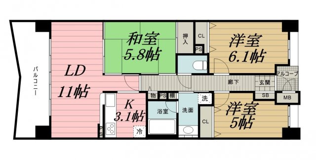 ライオンズマンション千葉グランドタワーの間取り