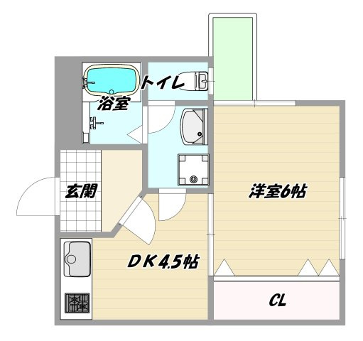 大阪市東淀川区東中島１丁目の賃貸マンションの間取り