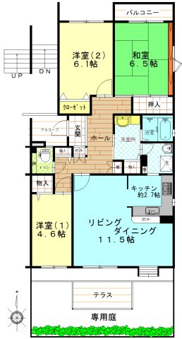 東鷲宮ニュータウン駅前プラザ５号棟の間取り|間取図