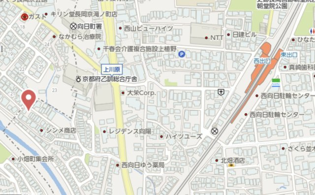 向日市上植野町馬立　新築戸建の地図
