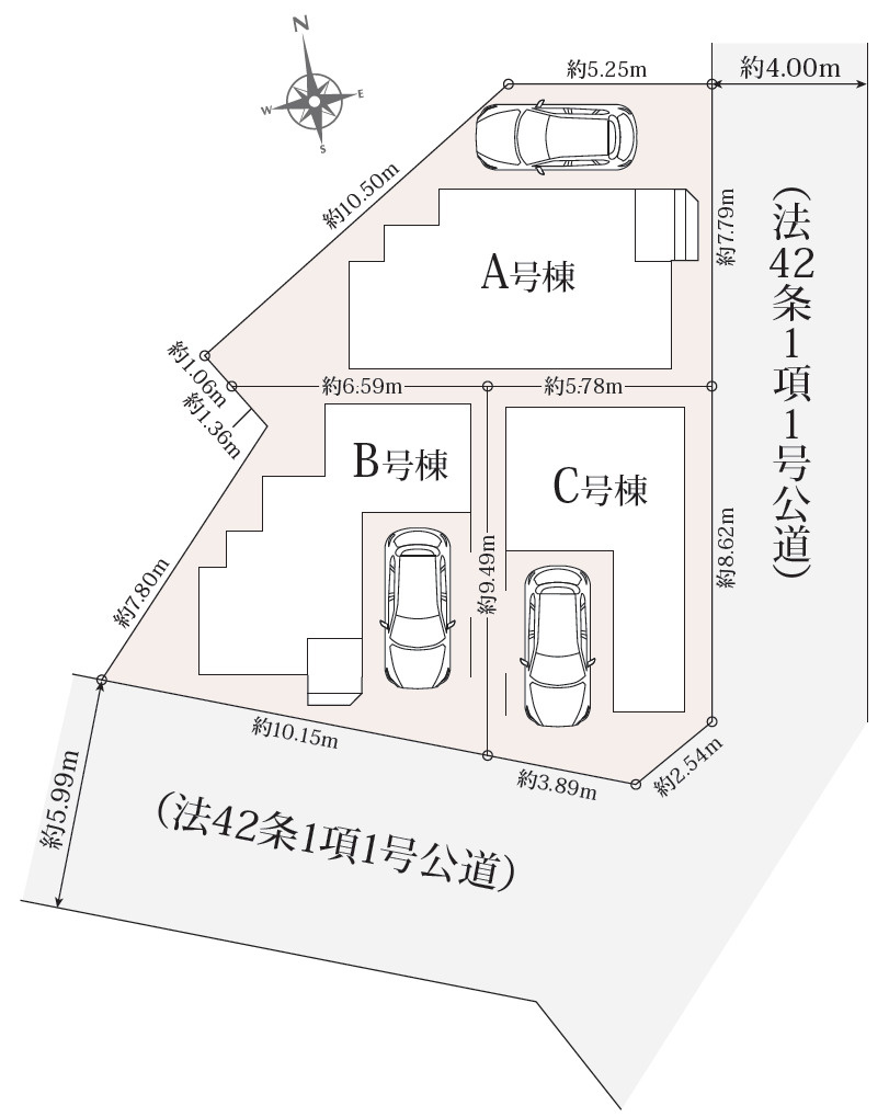東淀川区大道南２丁目　新築戸建の区画図