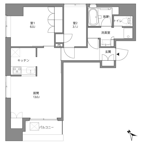 ｃｏｓｔａの間取り|人気の設備が揃った2LDK！