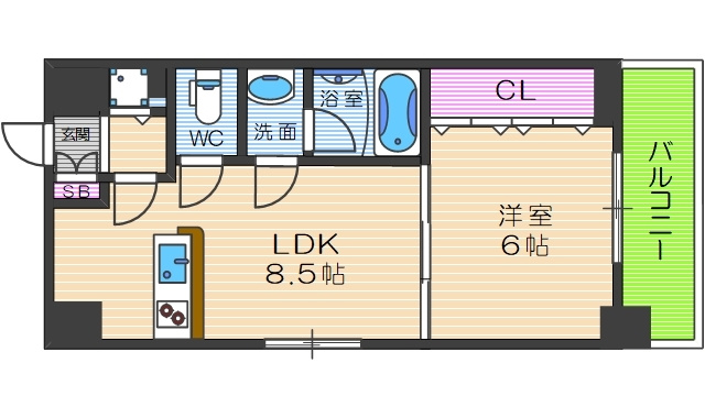 西宮市甲子園口３丁目の賃貸マンションの間取り