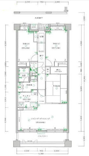 西宮市甲子園口２丁目の賃貸マンションの間取り