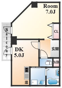 神戸市中央区磯上通４丁目の賃貸マンションの間取り