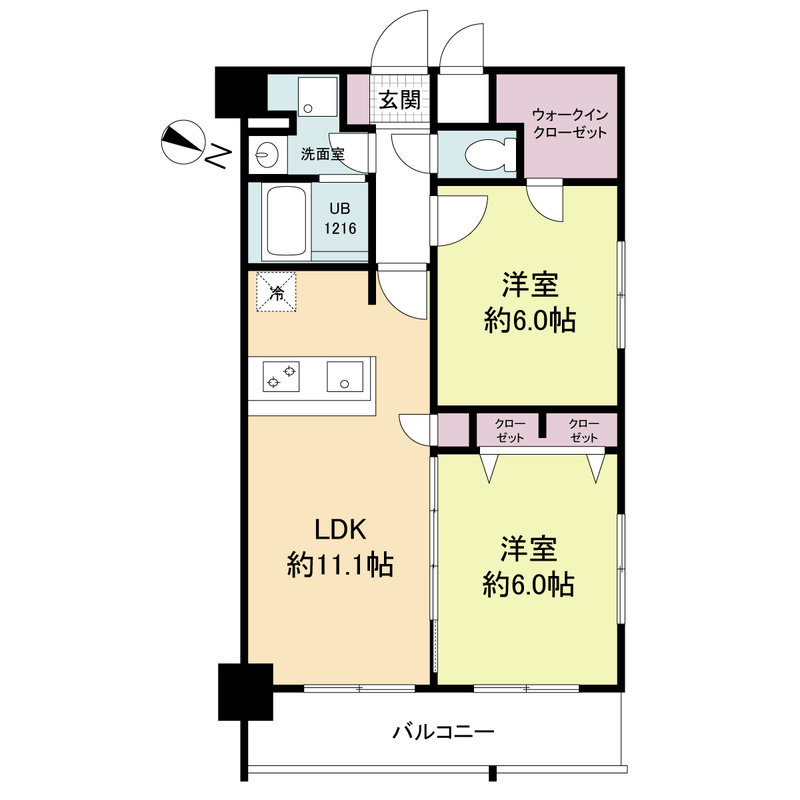 神戸市中央区日暮通６丁目の賃貸マンションの間取り