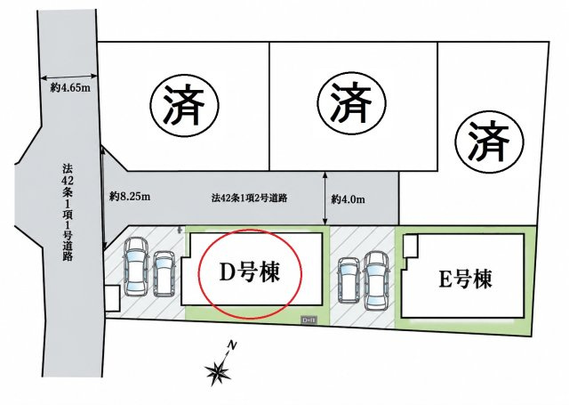 仲介手数料無料　蓮田市黒浜2343番　新築戸建　全５棟の区画図