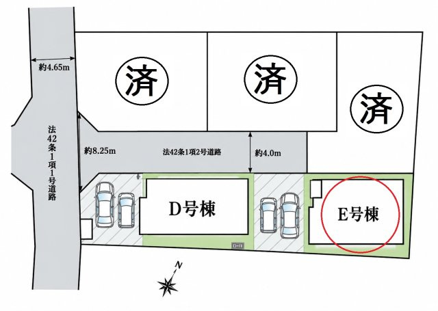 仲介手数料無料　蓮田市黒浜2343番　新築戸建　全５棟の区画図