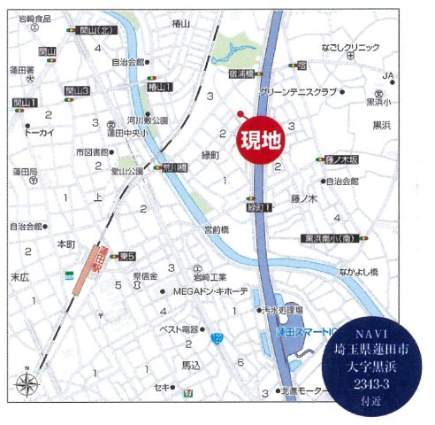 仲介手数料無料　蓮田市黒浜2343番　新築戸建　全５棟の地図|蓮田市黒浜2343-3付近