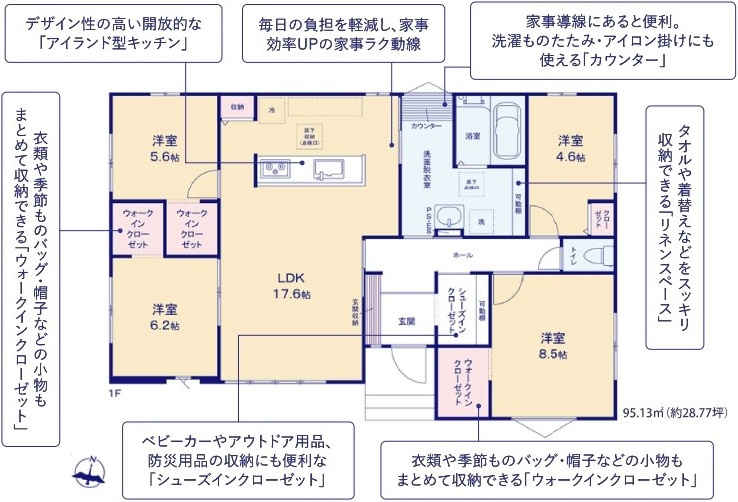 ひたちなか市大成町　3期　新築戸建ての間取り|間取り図です♪
実際の空間の広さや陽当たり、風通しなどは現地でご確認できます♪