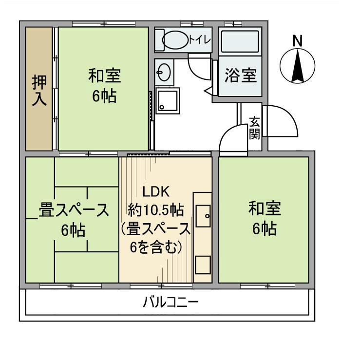 高洲三丁目住宅５号棟の間取り