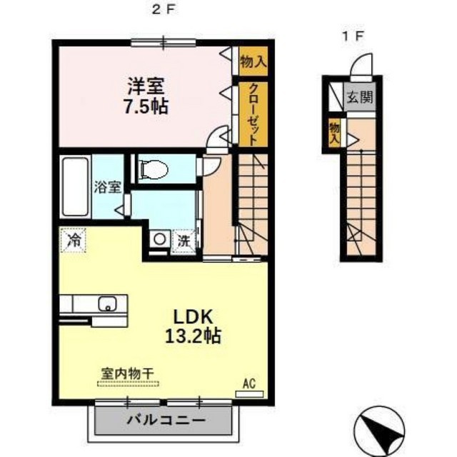 羽島市福寿町浅平３丁目のアパートの間取り