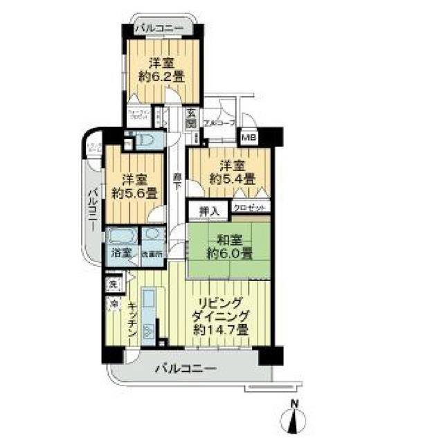シャトレ愛松岐阜１４０１号室の間取り