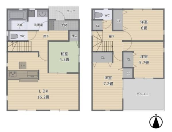 大和郡山市南井町　一戸建の間取り