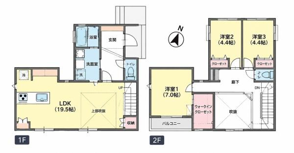 横浜市旭区市沢町の新築一戸建の間取り