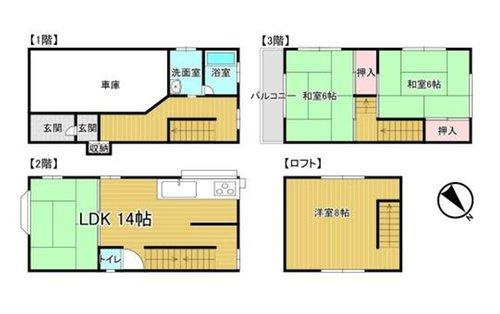 高槻市津之江北町中古戸建の間取り