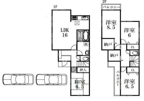 高槻市辻子3丁目　中古戸建の間取り