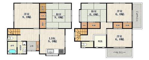 枚方市村野東町　中古戸建の間取り