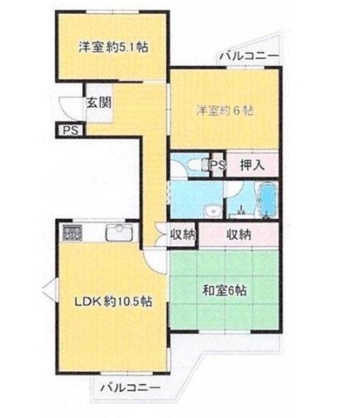 住道駅前住宅　17号棟の間取り