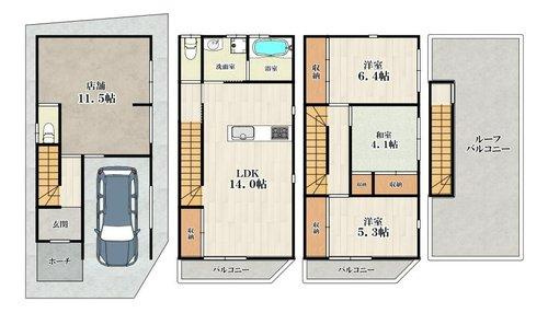 住之江区御崎4丁目　中古戸建の間取り