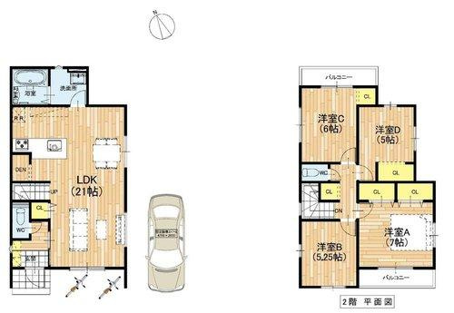 摂津市三島2丁目新築戸建　1号地の間取り