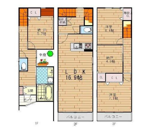 此花区西九条6丁目中古戸建の間取り