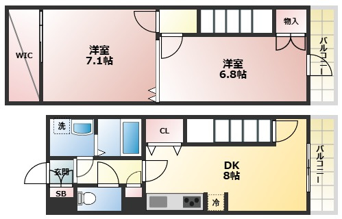 レジディア甲東園の間取り