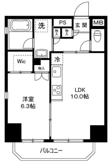 グランデュールⅦ大田中央の間取り|角部屋の1LDK