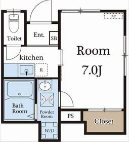 トランキル池上の間取り|間取り　洋室７帖角部屋の1Kバストイレ別独立洗面台！
