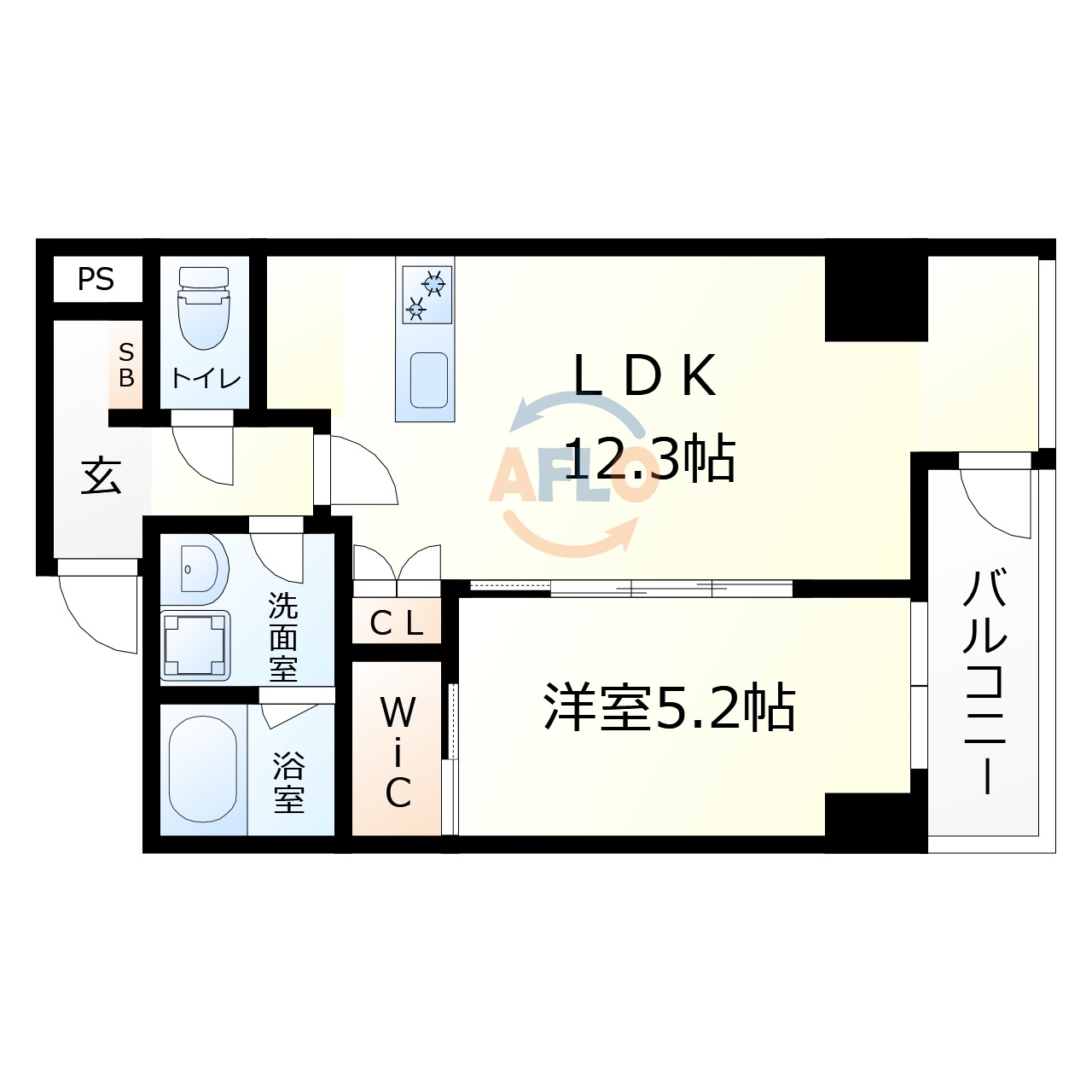 Fortunato 扇町の間取り|Fortunato扇町（フォルトゥナート扇町）　開放感のある間取り