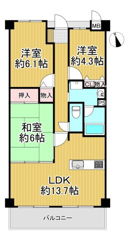 モンテベルデ北田辺の間取り