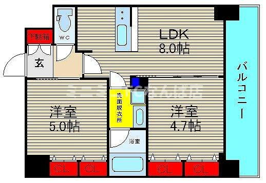 エステムプラザ難波ＷＥＳＴⅡプレディアの間取り