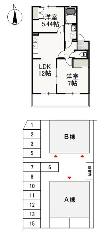 アネーロ花尻　Ａ の間取り
