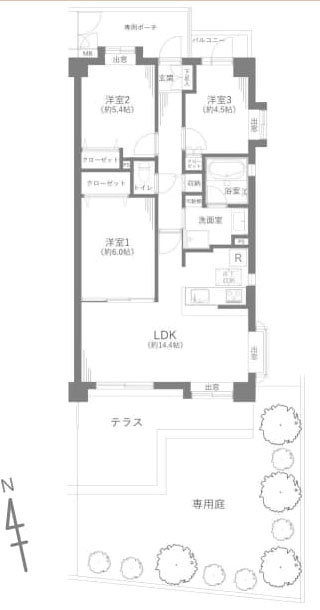 小平市回田町の中古マンションの間取り