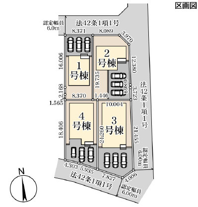 古河市下辺見第8　新築戸建て　2号棟の区画図|4区画分譲の一画。整形地で建物配置も無理なく、駐車もスムーズです。