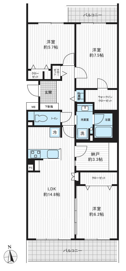 多摩市豊ヶ丘３丁目の中古マンションの間取り