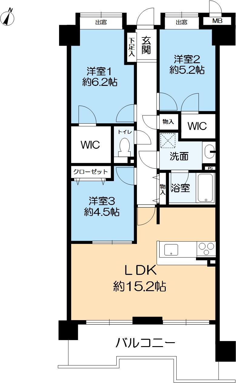 神戸市東灘区本山中町４丁目の中古マンションの間取り