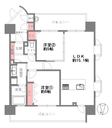 ル・グランデ城東中央の間取り