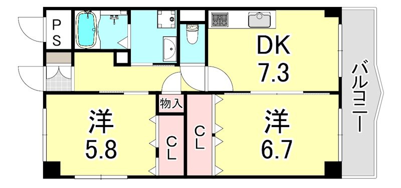 ラシュレ・ウエスト六甲の間取り